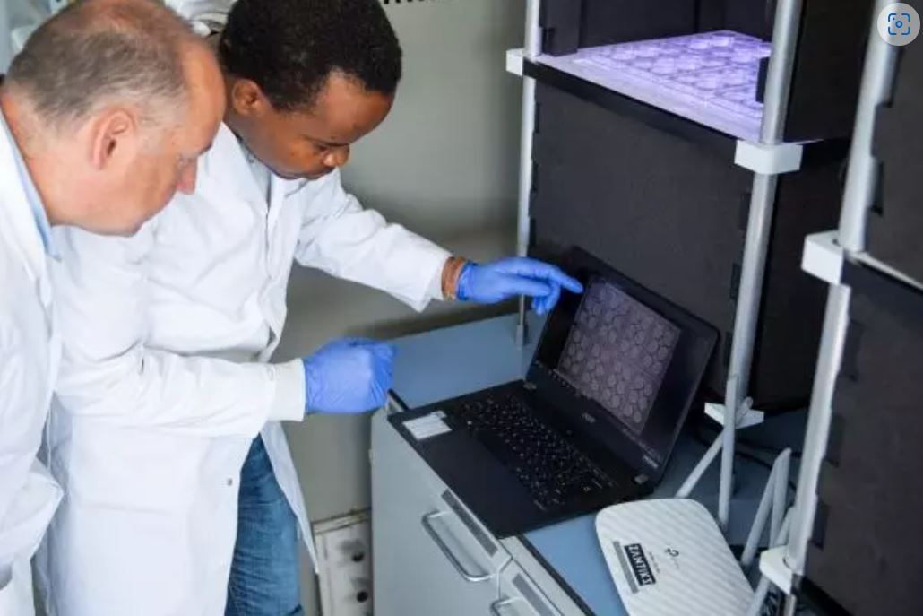 Professor Alex Ford and Henry Obanya at the University’s Institute of Marine Sciences © University of Portsmouth